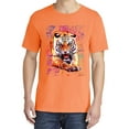 thumbnail image 2 of Wild Bobby, Tiger Growling Colorful Trippy, Animal Lover, Garment-Dyed Washed Look Short Sleeve T-Shirt, Neon Orange, 2XL, 2 of 3