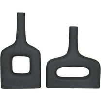 CosmoLiving by Cosmopolitan 16", 13"H Donut Shaped Black Ceramic Vase, Set of 2