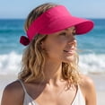 thumbnail image 5 of Helii Women 2 in 1 Convertible Sun Visor Hat with Ponytail Hole, Zipper Off Removable Crown Wide Brim UPF 50+ Beach Cap, Quick Dry Foldable Packable Summer Hat for Outdoor Red,One Size, 5 of 8