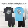 thumbnail image 5 of Boys Youth Big Kids Athletic Active Performance Sports 4 Piece Graphic T-Shirt Top and Basketball Short Set, 5 of 6