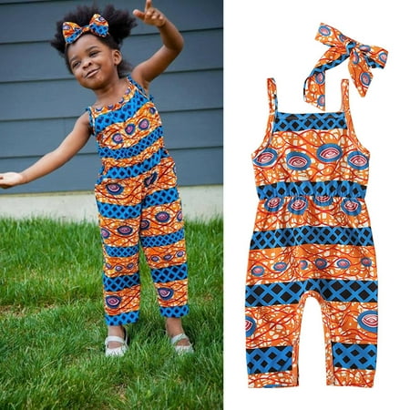

Wiueurtly Toddler Kids Baby Girls African Dashiki Traditional Style Sleeveless Summer Romper Jumpsuit Playsuit Clothes Baby 1st Year Gift