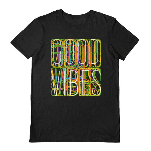Bulo - Camiseta Good Vibes Luz Neón para Adultos Unisex (Negro)