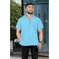 thumbnail image 4 of HAPPY BAY Men's Hawaiian Shirt Solid Casual Short Sleeve Button Down Beach Shirts for Men Summer XS Sky, Plain, 4 of 5
