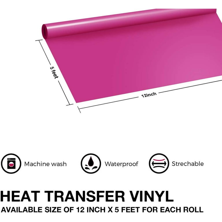 HTVRONT 12 x 5FT Heat Transfer Vinyl White HTV Rolls for T-Shirts
