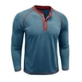 thumbnail image 6 of UVEASISHA Men's Casual Henley Shirts Half Button Up Long Sleeve T-Shirts Solid Color Vintage Business Work Tee Soft Stretchy Pullover Tops Blue S, 6 of 8