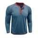 thumbnail image 5 of Blusas y camisas de manga larga y cuello redondo para hombre, color liso, informal, con botones, cárdigan de media manga, top de cuello redondo para hombre, blusas de poliéster para hombre, 5 of 7