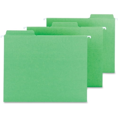 Smead FasTab Hanging Folders Letter - 8 1/2' x 11' Sheet Size - 1/3 Tab Cut - Top Tab Location - Assorted Position Tab Position - 11 pt. Folder Thickness - Green - 2.50 oz - Recycled - 20 / Box