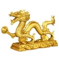 thumbnail image 2 of Feng Shui Gold Dragon Chinese Statue Figurine Housewarming Congratulatory Paperweights Gift Tabletop Decor Collection , L L, 2 of 9