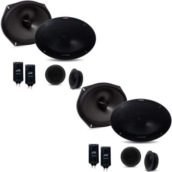 2 Pair Alpine R-S69C.2 Component System600W Peak, 200W RMS R-Series 6x9" Component 2-Way Speakers
