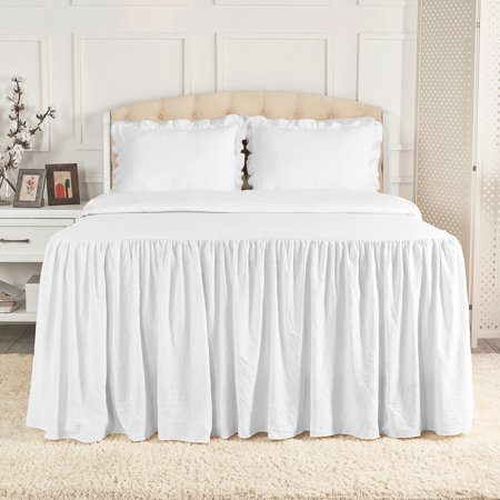 Mellanni Single-Tier Bedspread Set, Shabby Chic Bedding Set, 30" Drop Skirted Bedspread and 2 Shams, 3-Piece, King, White