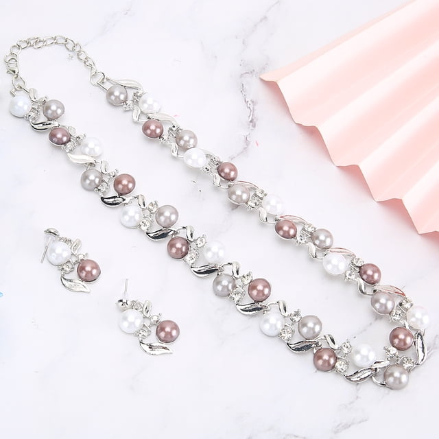 Conjunto de Joyería Nupcial, Con Decoración de Diamantes de Imitación, Estilo Moderno, Material de Aleación Duradero, Especial y Exquisito, Adecuado para Citas, Fiestas,