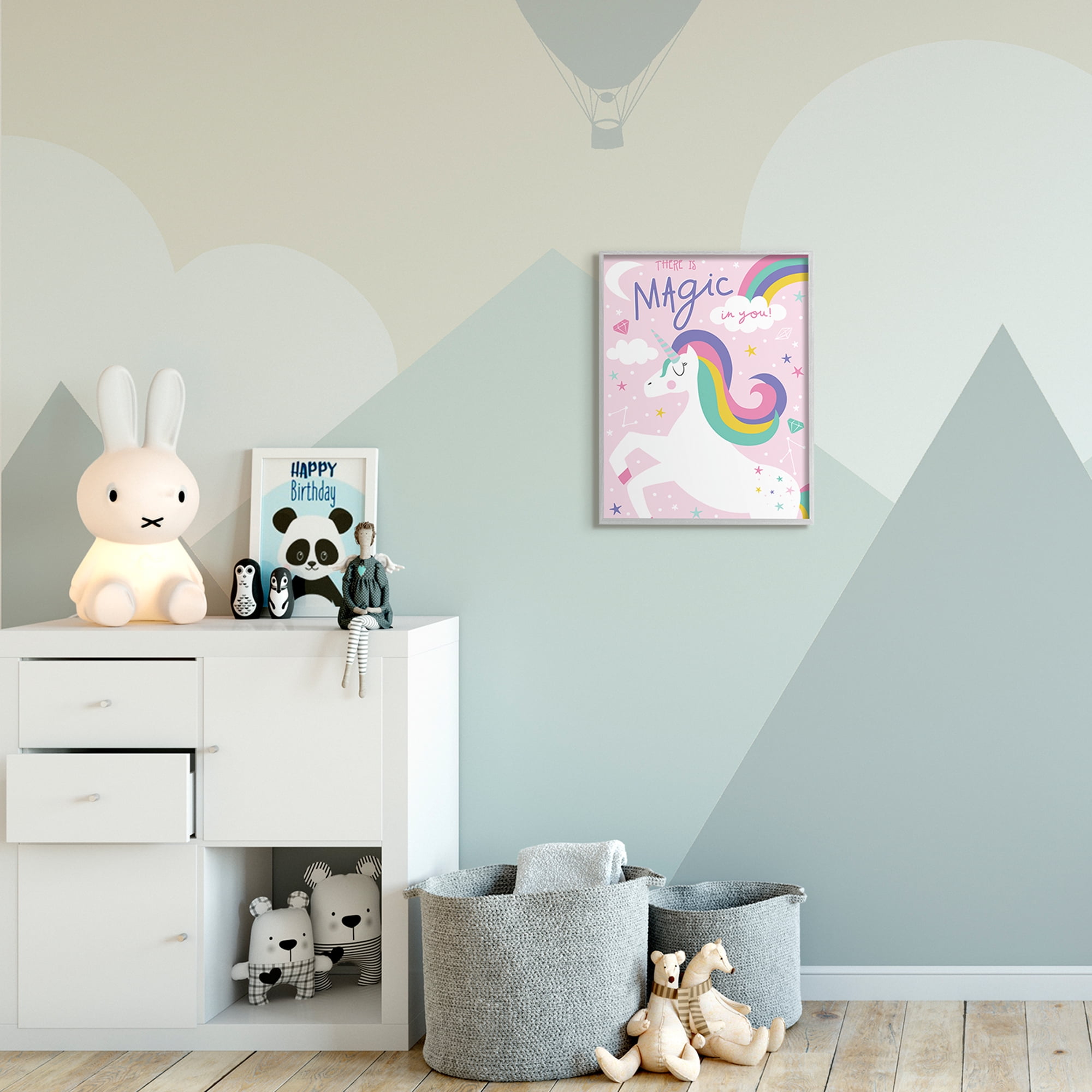 There's Magic in You Phrase Rainbow Unicorn 16 in x 20 in Framed Painting Art Print, by Stupell Home Décor