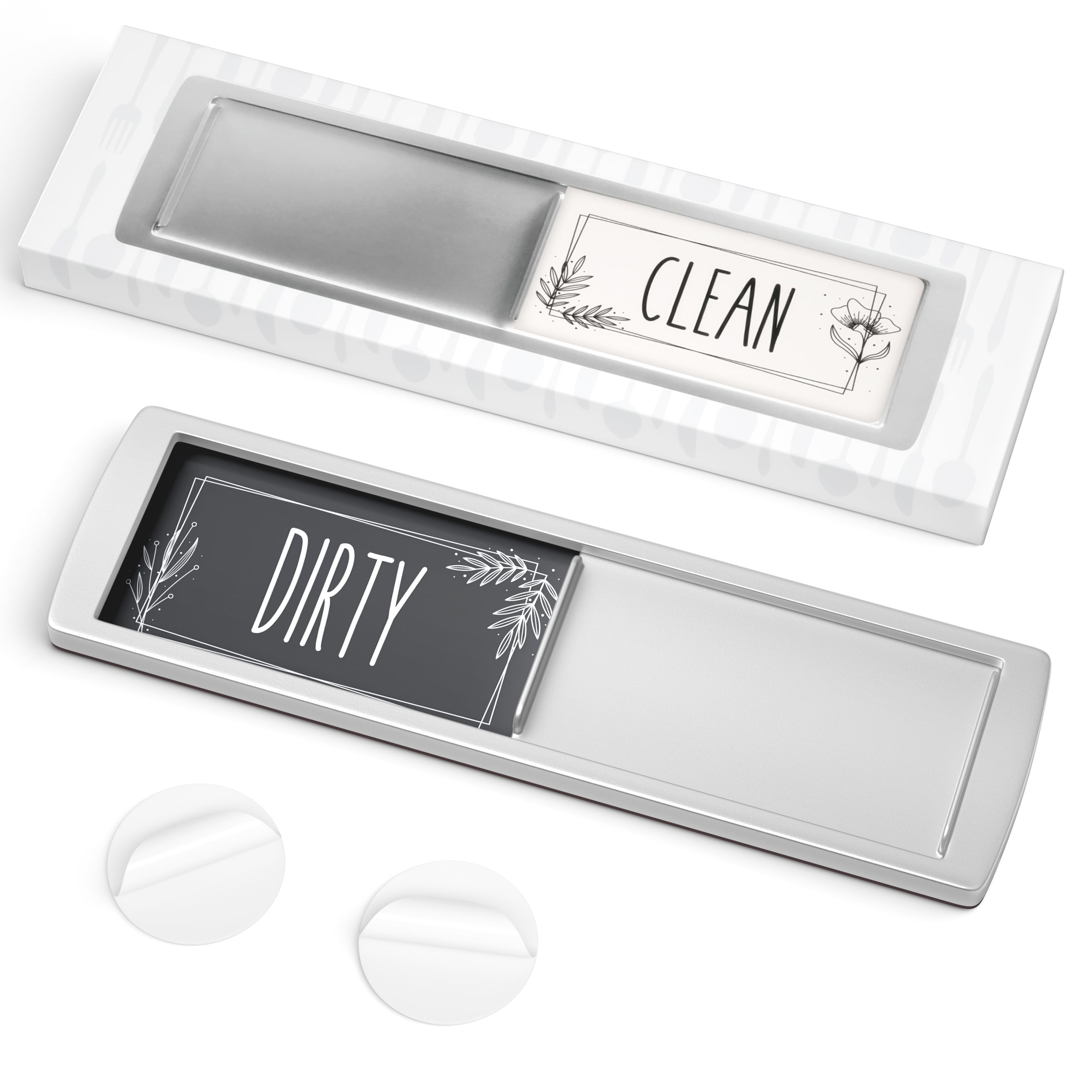 Assured Signs Dishwasher Magnet Clean Dirty Sign for Kitchen - White and Grey Acrylic - Made with Strong Refrigerator Magnets