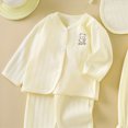 thumbnail image 5 of CAUYDY Newborn Girl Coming Home Outfits Infant Boy Clothes Preemie Layette Long Sleeved Shirt Warm Hat 2Pants Bib 5 Pieces Soft Set for Unisex Baby Fall Sizes One Size,Yellow, 5 of 6