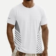 thumbnail image 5 of Men's 4-Way Stretch Athletic T-Shirt, Short Sleeve Crew Neck Striped Training Sport Tee, White,Size XL, 5 of 10
