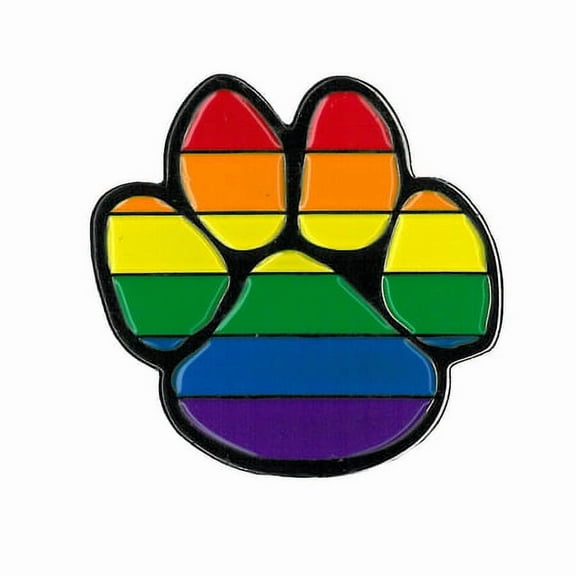 Rainbow Paw Print Enamel Pin, Officially Licensed Original Artwork by Matt Stewart - 1.25"