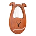 thumbnail image 1 of Harp 16 String Lyre Harp Elk Pattern Solid Wood String Instrument with Tuning Hammer Strings Cleaning Cloth Picks for Beginners, 1 of 7