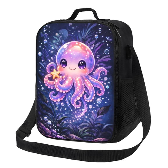 Glowing Ocean Lunch Bag Insulated Thermal Box with Shoulder Strap & Handle for Work and Picnic