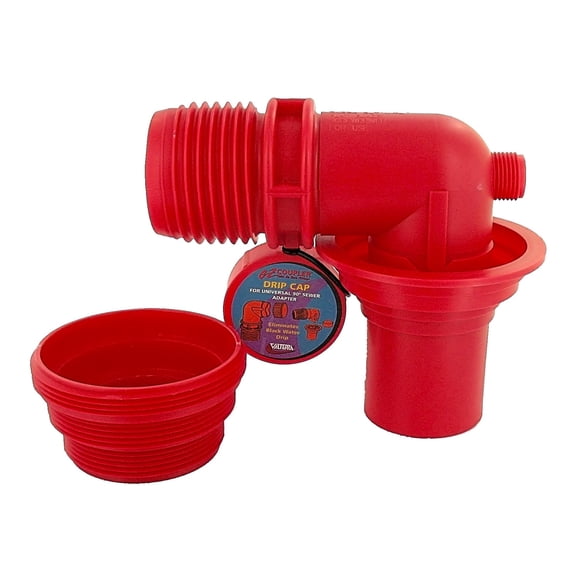 Valterra F02-3305VP Red EZ 90 Degree RV Sewer Adapter & Thread Attachment