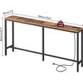 thumbnail image 2 of 70.9'' Console Table with Power Outlet, Narrow Sofa Table with Charging Station for Entryway Hallway Living Room Rustic Brown, 2 of 8