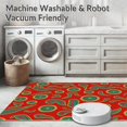 thumbnail image 5 of ODIKA 8'x8' Machine Washable Non-Slip Area Rug, Interlocking Wave Design with Artistic Sun Motifs High Traffic Rug, Red, 392652, 5 of 5