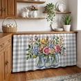 thumbnail image 3 of Pink Spring Floral Cabinet Curtain 32"Wx55"L, Dustproof Pantry Door Curtain with Self Adhesive Tape, Flowers Gray Plaid Farmhouse Tall Storage Cover Privacy Drape for Bathroom Kitchen Laundry Room, 3 of 9
