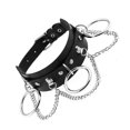 thumbnail image 4 of Collier Réglable Ras du Cou Chaîne Multicouche Pendentif Cuir Punk Hypoallergénique Rivets Ras du Cou Fille Femme Punk O Collier Anneau, 4 of 8