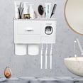 thumbnail image 1 of Wall Mounted Toothbrush Holder for Bathroom, Automatic Toothpaste Dispenser Kit with Magnetic Cups Kids & Family Set Toothbrush Holders, Storage Rack & Easy Install, Durable Space-Saving,Blue, 1 of 7