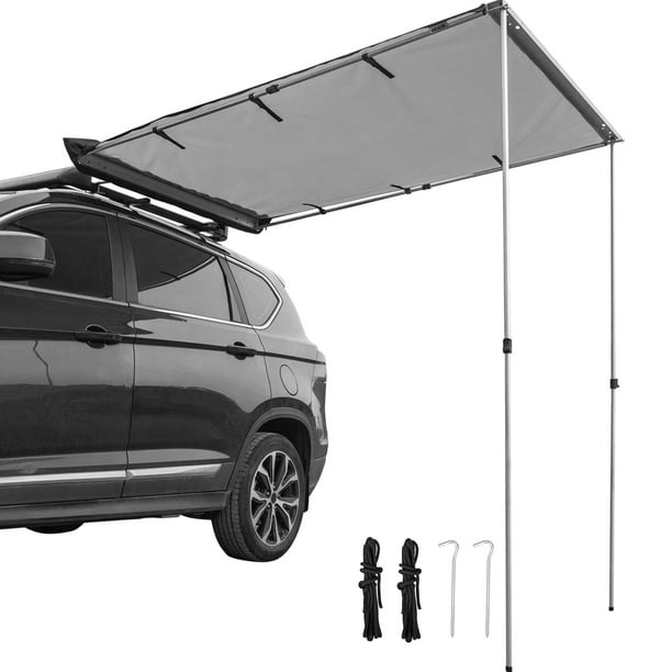 VEVOR Car Side Awning, 6.6'x8.2', Pull-Out Retractable Vehicle Awning  Waterproof UV50+, Telescoping Poles Trailer Sunshade Rooftop Tent w/Carry  Bag
