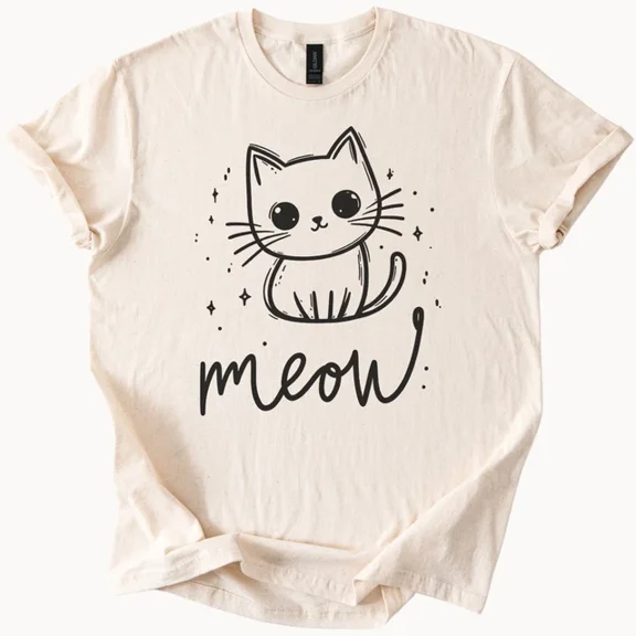Hot Trending Cute Meow Cat T Shirt Kitten Graphic Tee Animal Lover Top Design Preview Only