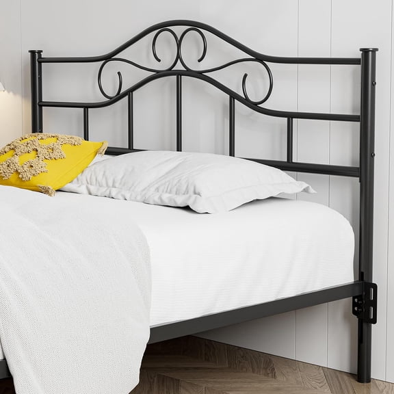 ARICOEASY Metal Queen Size Vintage Headboard with Height Adjustable for Bed Frame, Black