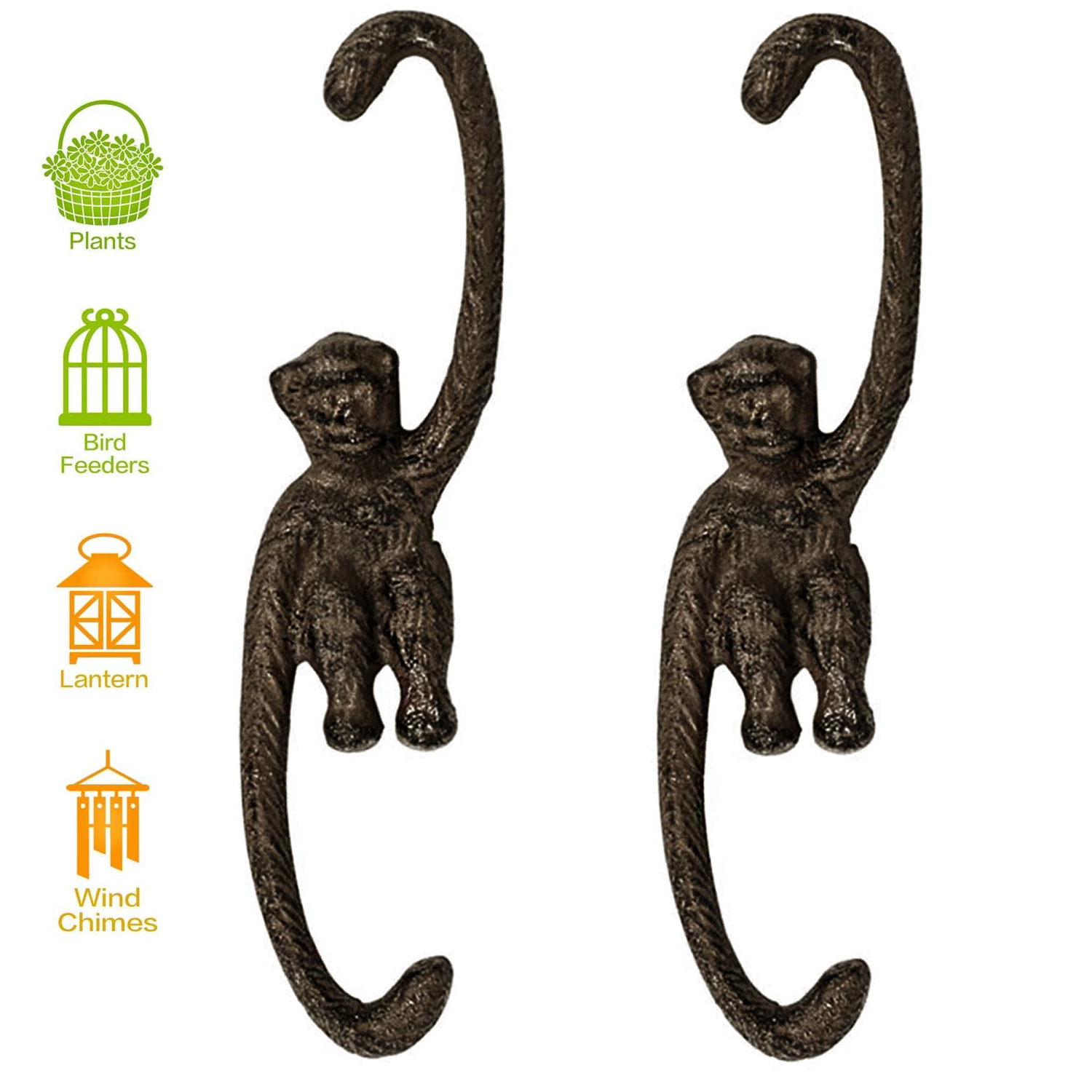 BOHK 2 Pcs Cast Iron Plant Hangers Outdoor Heavy Duty