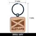 thumbnail image 2 of Scotland with Waving Flag Cute Square Keychain Charm Tag - Engraved Wood, 2 of 6