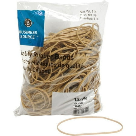 UPC: 0035255157292 | Business Source Quality Rubber Bands – Size: #117B – 7  Length x 0.1  Width – Sustainable – 200 / Pack – Rubber – Crepe