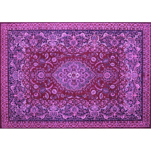 Ahgly Company Indoor Rectangle Medallion Purple Traditional Area Rugs, 5' x 7'
