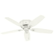 Hunter 52 inch Indoor Ceiling Fan with LED Lights - White Ceiling Fan with Pull Chain, For Bedroom, Living Room, or Kitchen, Low Profile Mount, No Remote, 5 Blades - Builder 53326, Snow White