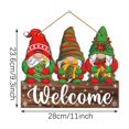 thumbnail image 3 of Cartel de bienvenida navideño, diseño de gnomos de invierno, colgador decorativo con detalles de copos de nieve, placa colgante festiva, adorno navideño para decoración del hogar, 3 of 6
