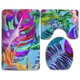 thumbnail image 1 of ABPHQTO Colorido Tropical Juego de alfombras de baño de 3 piezas Alfombra de baño Alfombra de contorno y tapa de inodoro, 1 of 2
