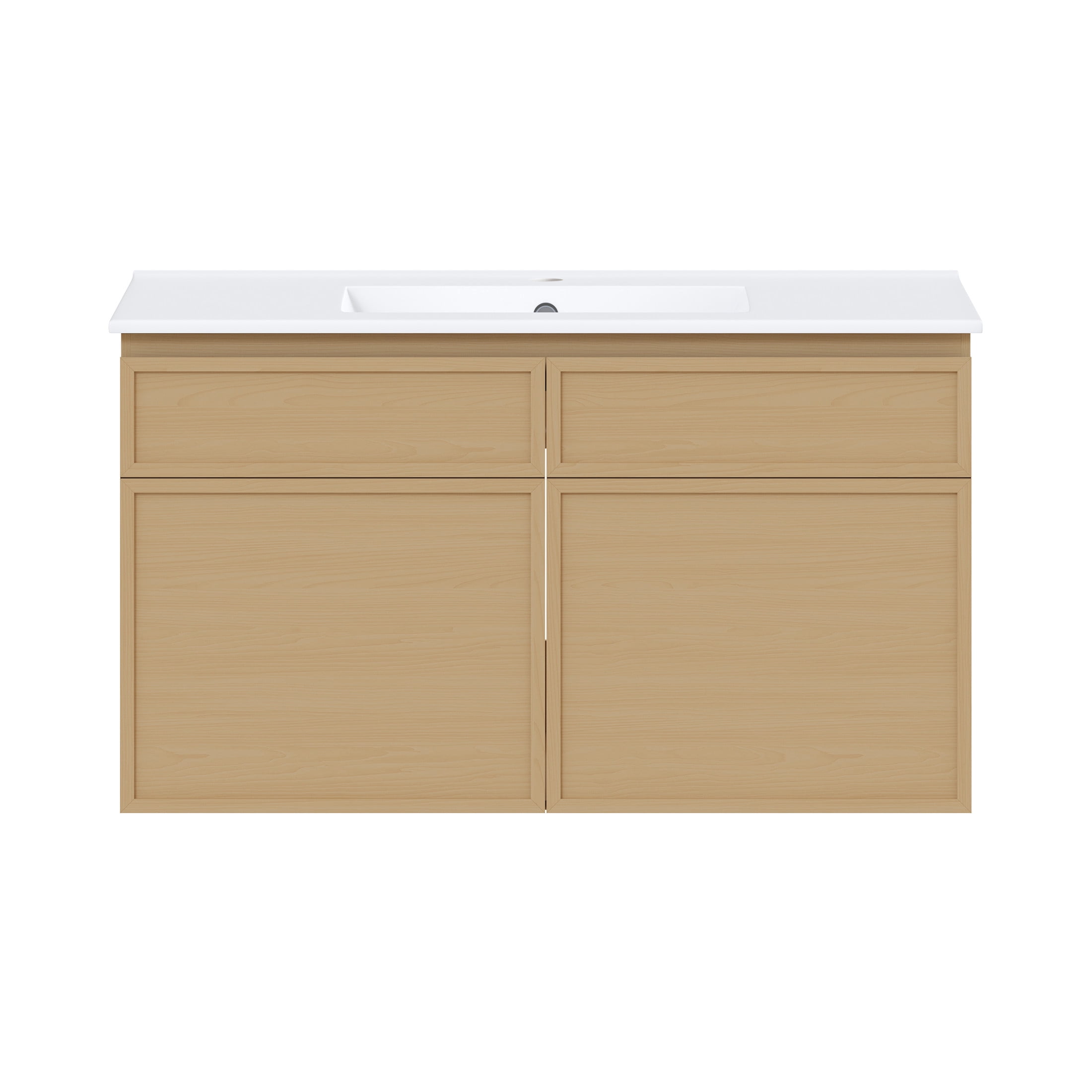 St. Tropez 36" Wall-Mounted Bathroom Vanity in Natural Oak with Sink Top