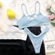 thumbnail image 4 of Traje de baño de dos piezas con sujetador acolchado en la espalda cruzada en la espalda de color sólido para mujer OAVQHLG3B Store  lin121212, 4 of 4