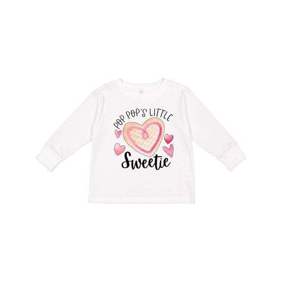 Inktastic Pop Pop's Little Sweetie with Pink Heart Cookie Boys or Girls Long Sleeve Toddler T-Shirt