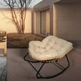 thumbnail image 4 of Larger Outdoor Rocking Chair, Rattan Wicker Lounge Chair, for Bedroom, Living Room, Porch, Garden,Lawn-Beige (Beige+Black + Metal + Cotton), 4 of 7