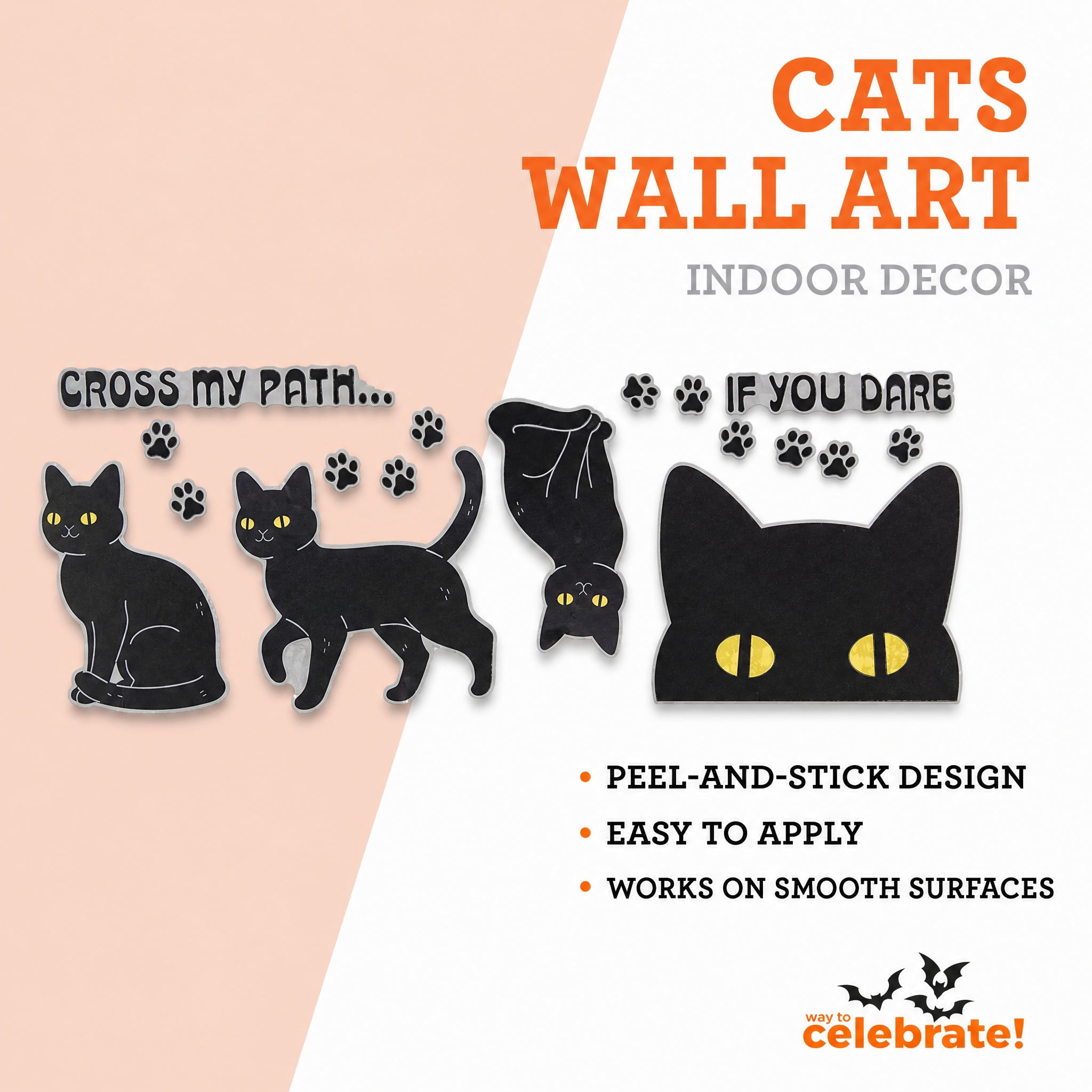 Black Cats Wall Art, 27.5" x 9.75", Halloween by Way To Celebrate