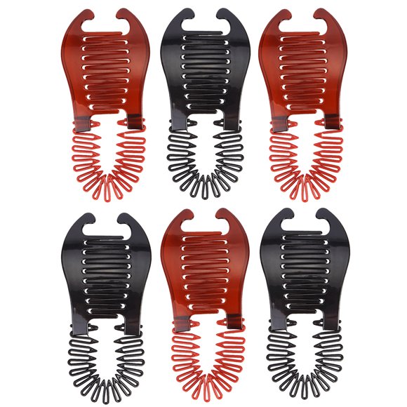 6pcs Banana Clips Hair Ponytail Holders Plastic Interlocking Clips Hair Decors