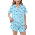thumbnail image 2 of WAVSUF Outfits for Kids Girls Print Turn-down Collar Top and Elastic Shorts Summer Casual Home Clothes Blue Size 3-4, 2 of 8