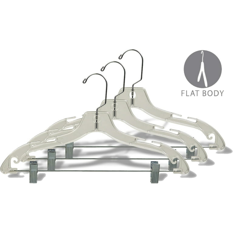 The Great American Hanger Company Clear Plastic Kids Top Hanger, Flat Hangers with Notches and Chrome Swivel Hook, 3 Sizes, Size: 14, 14 inch Box of