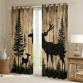 thumbnail image 2 of Manfei Rustic Farmhouse Cabin Black Out Curtains, Jungle Deer Animal Curtains Pack of 2 (42x63 Each), Brown Wooden Plank Bedroom Curtains, Living Room Curtains Decor, 2 of 6