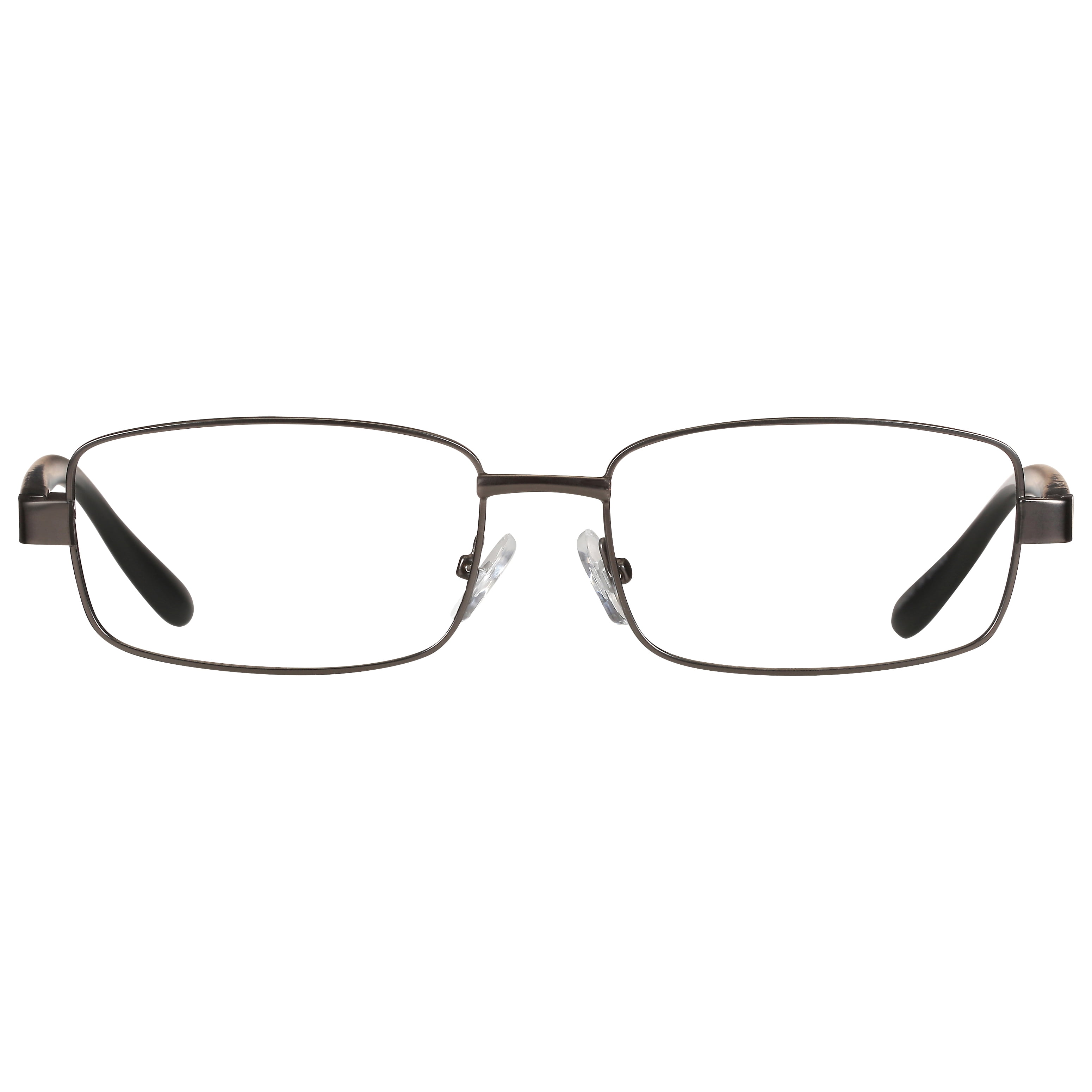 (2 pack) M+ Mens Rectangular Metal Reading Glasses Dgun 2.00 Reed in Gunmetal with Matte Black Temples