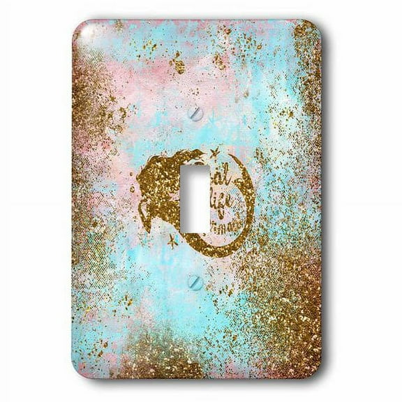 3dRose, Gold Glittery Mermaid and Quote on Sparkling Teal Background, single toggle switch
