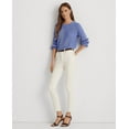 thumbnail image 4 of LAUREN RALPH LAUREN Womens Blue Ribbed Four-button Left Shoulder Long Sleeve Crew Neck Sweater M, 4 of 4